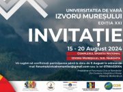 Invitație: a XXI-a ediție a Universității de Vară, 15-20 august 2024, Complexul Sportiv Național Izvoru Mureșului