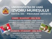 Universitatea de Vară de la Izvoru Mureșului dedicată românilor de pretutindeni Ediția XXI,15-20 august 2024