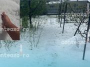 (VIDEO) Imagini ireal de spectaculoase în Neamț: grindina a transformat vara în iarnă peste noapte!